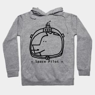 Space Pilot Pig Portrait Minimal Line Drawing Hoodie